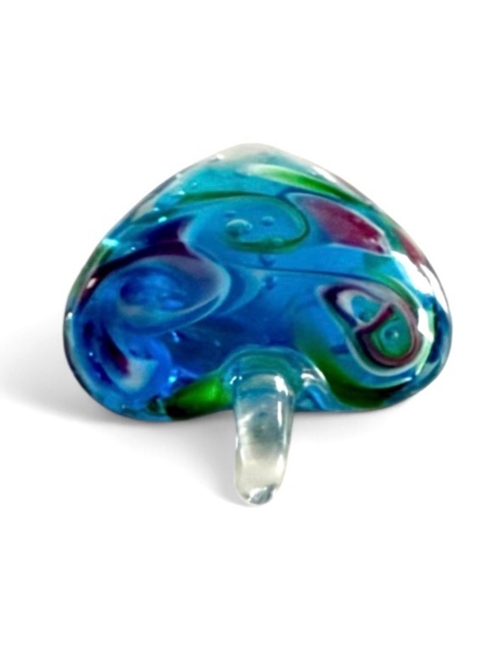 Art Glass Heart Shaped Pendant Blue Green - Picture 3 of 10